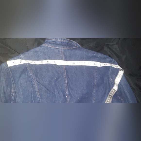 Size XL Medium/Dark Denim wash 2 button jean blazer/jacket with 3 front pockets - Picture 6 of 11